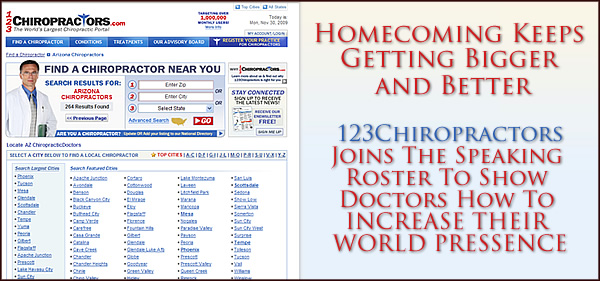 Homecoming Keeps Getting Bigger and Better as 123Chiropractors Now Join The Speaking Roster To Show Doctors How To INCREASE THEIR WORLD PRESSENCE
